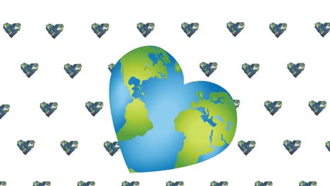 animation of heard shaped globes floating over big heart shaped globe