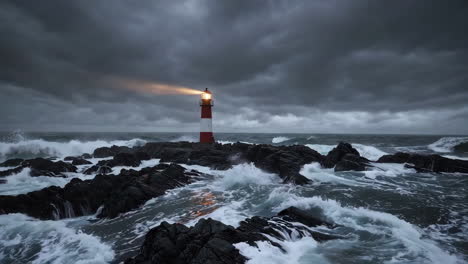 faro en una tormenta
