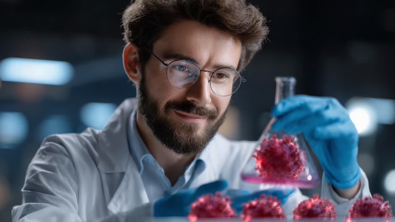 Scientist Analyzing Viral Samples in Laboratory Setting: A Methodical Approach to Understanding Pathogens and Their Behaviors for Future Research and Development
