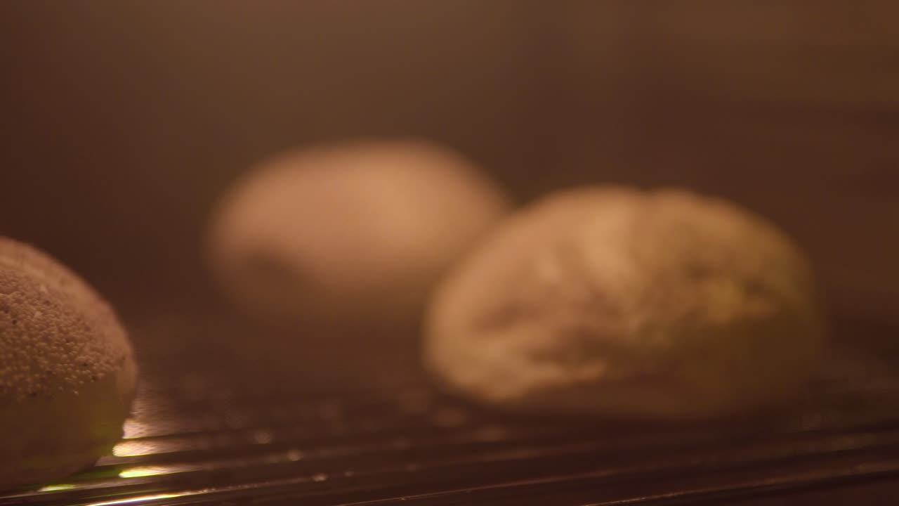 Bread rolls in oven
