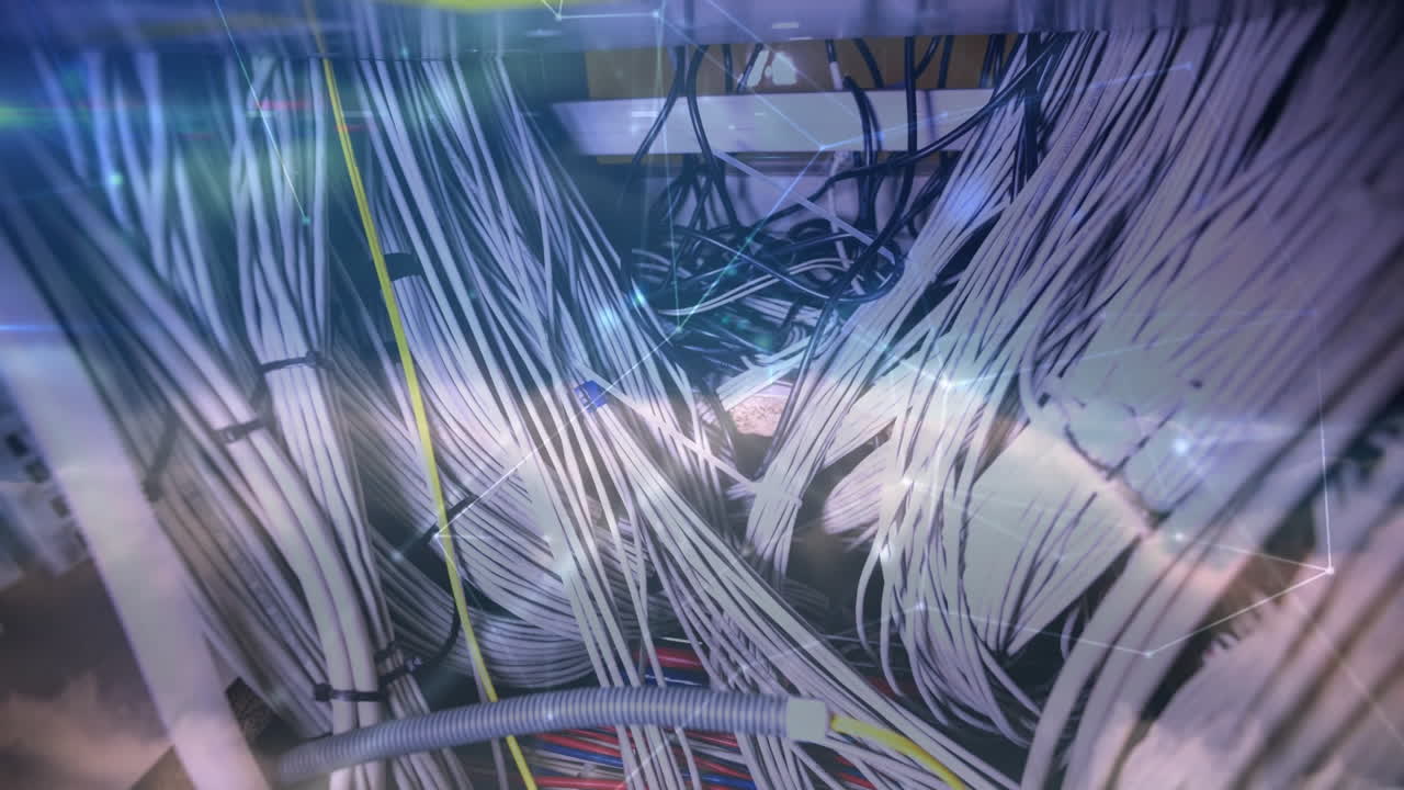 animación de la red de conexiones a través del hardware del servidor informático