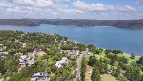 over palm beach houses and the golf club towards pittwater beyond