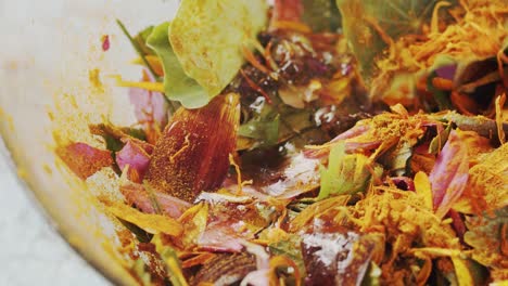 close-up of fresh flower salad