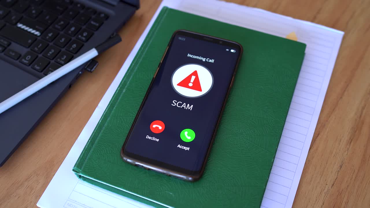 Incoming scam call. Phone security and safety concept.