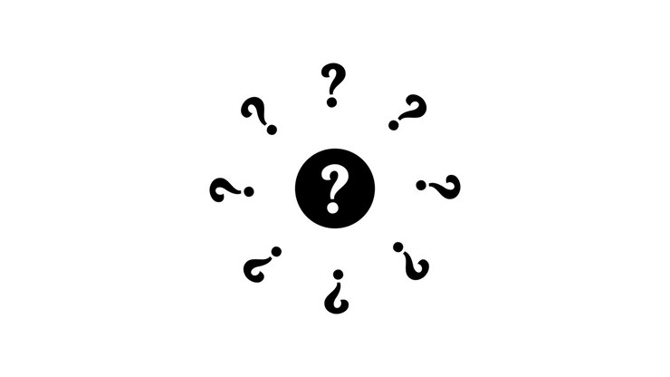 Question marks showing around circle animation isolated on white background