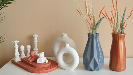 modern home decor with vases and decorative objects