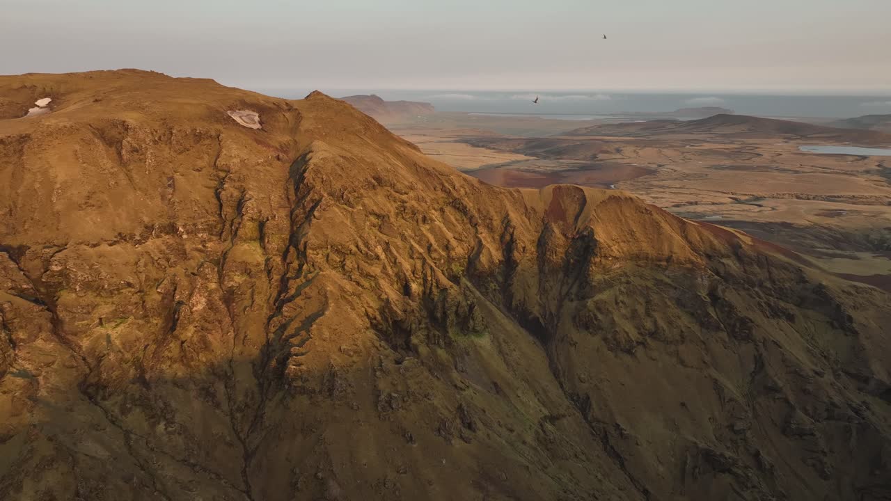 Aerial View of Dramatic Volcanic Landscape in Iceland