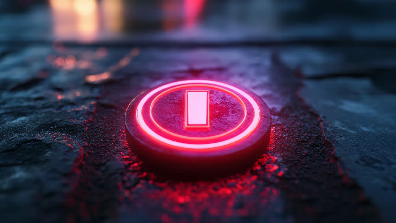 Red Neon Power Off Button