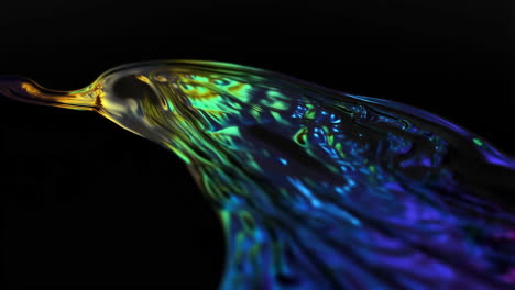 abstract iridescent liquid on black background