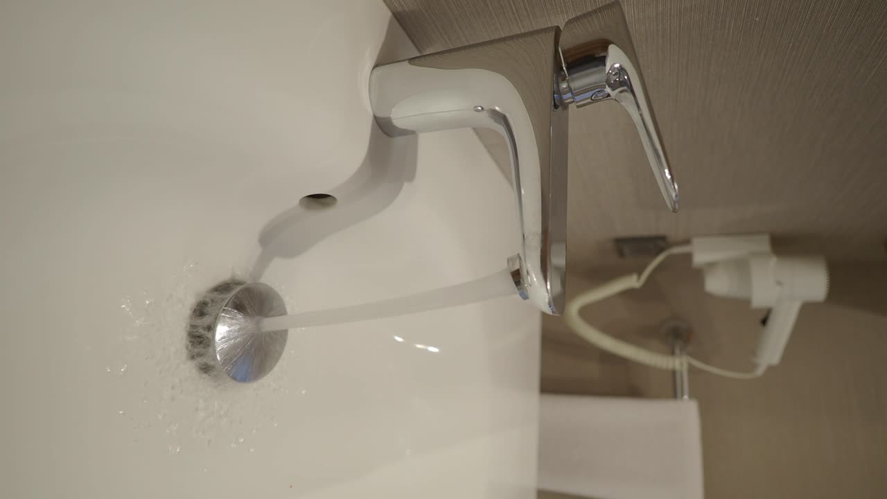 Bathroom sink with running water