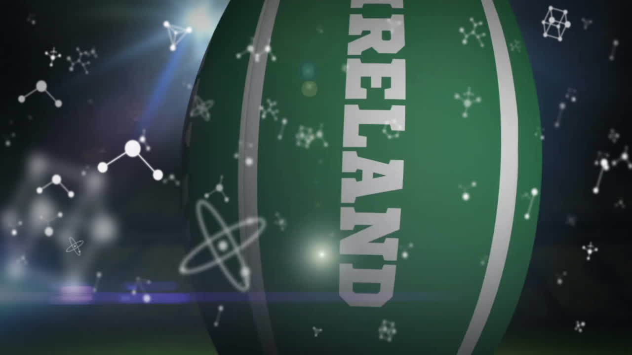 Floating animation of abstract molecular structures over glowing blue background