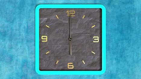 animación 3d de reloj de forma cuadrada en la pared. patrón sin costuras de tiempo en movimiento.