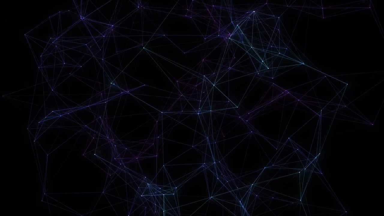 Punti di connessione e linee geometriche formano una rete digitale a plesso in evoluzione su sfondo nero