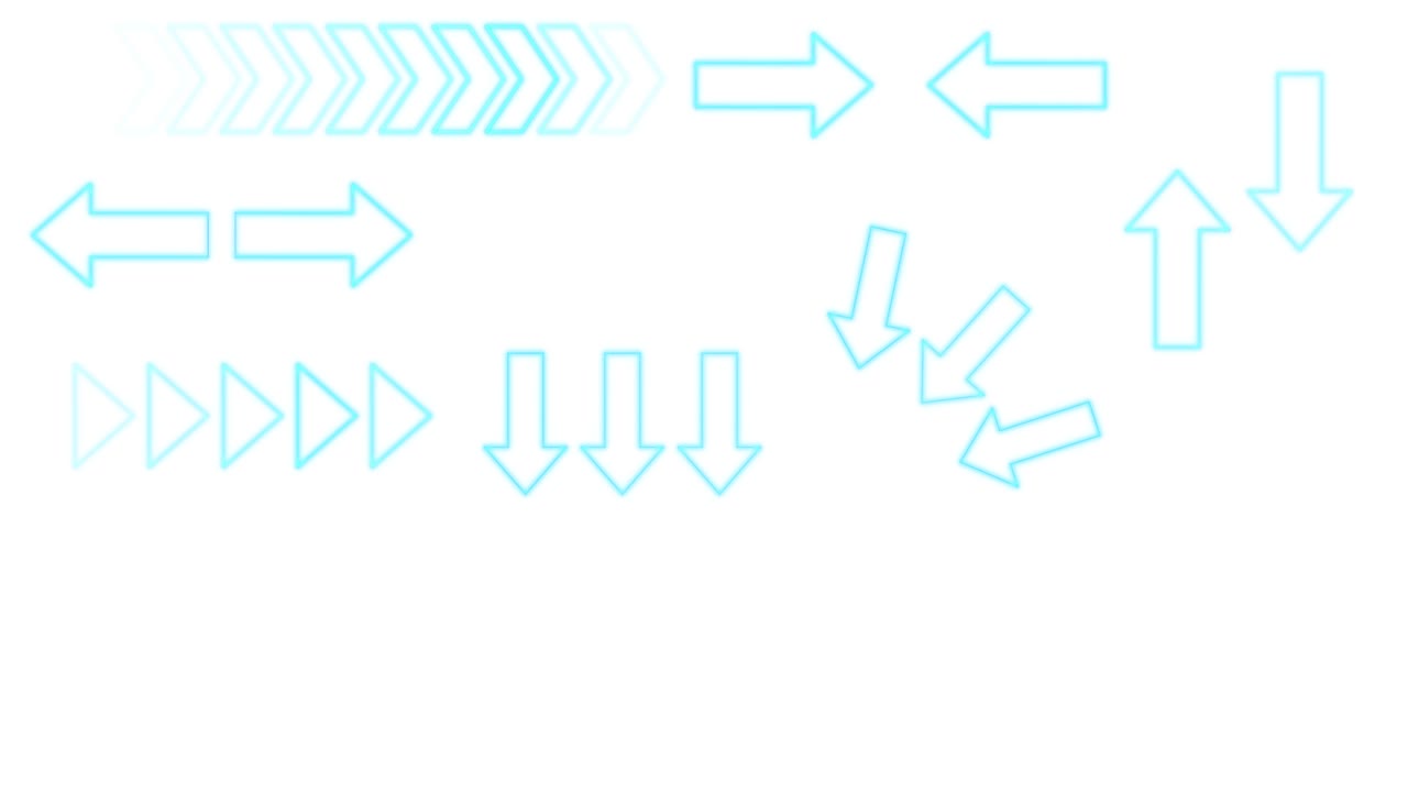 Multiple blue arrows animate, expand, and overlap on a clean white background, creating dynamic movement