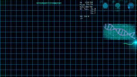 el monitor de ecg azul muestra un ritmo cardíaco saludable.