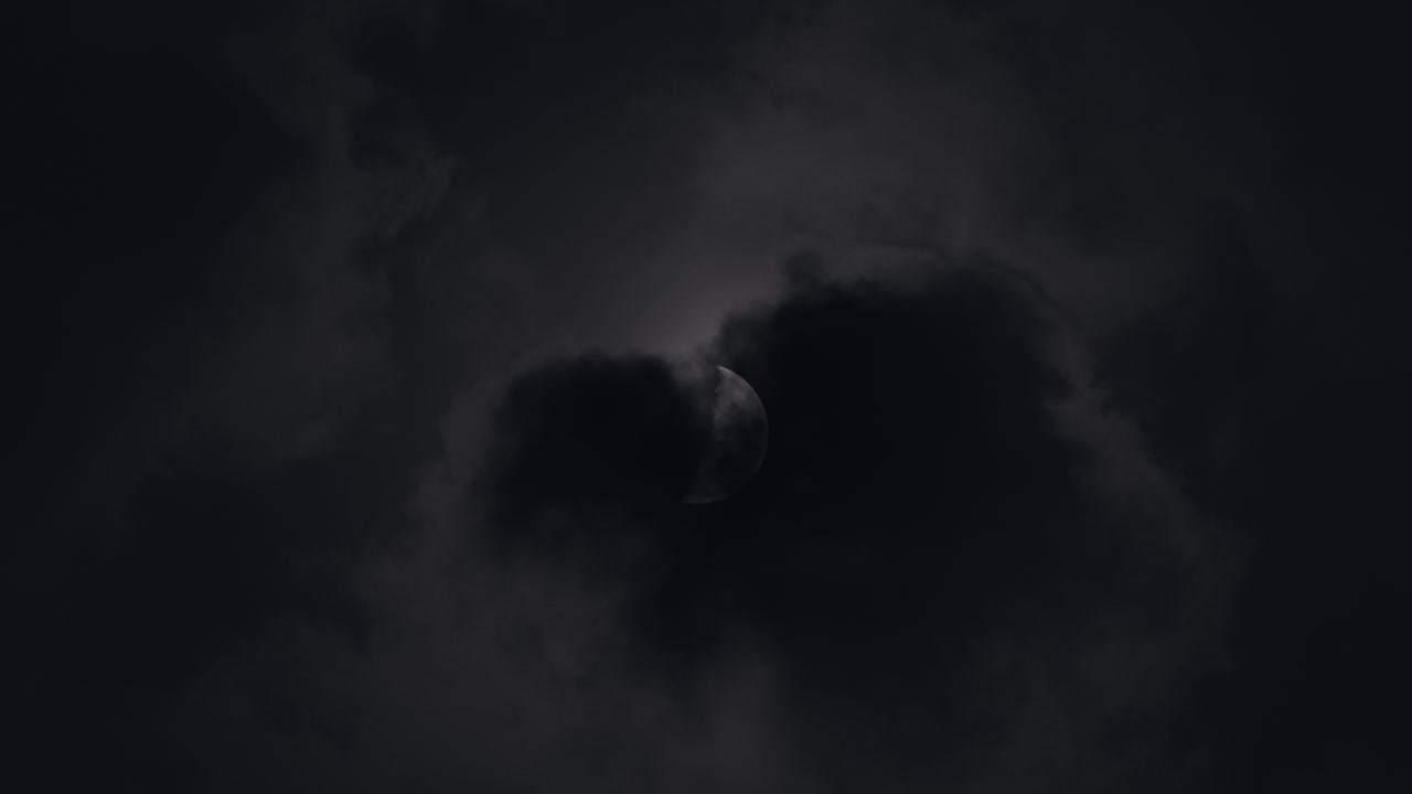 Partial Lunar Eclipse Behind Clouds