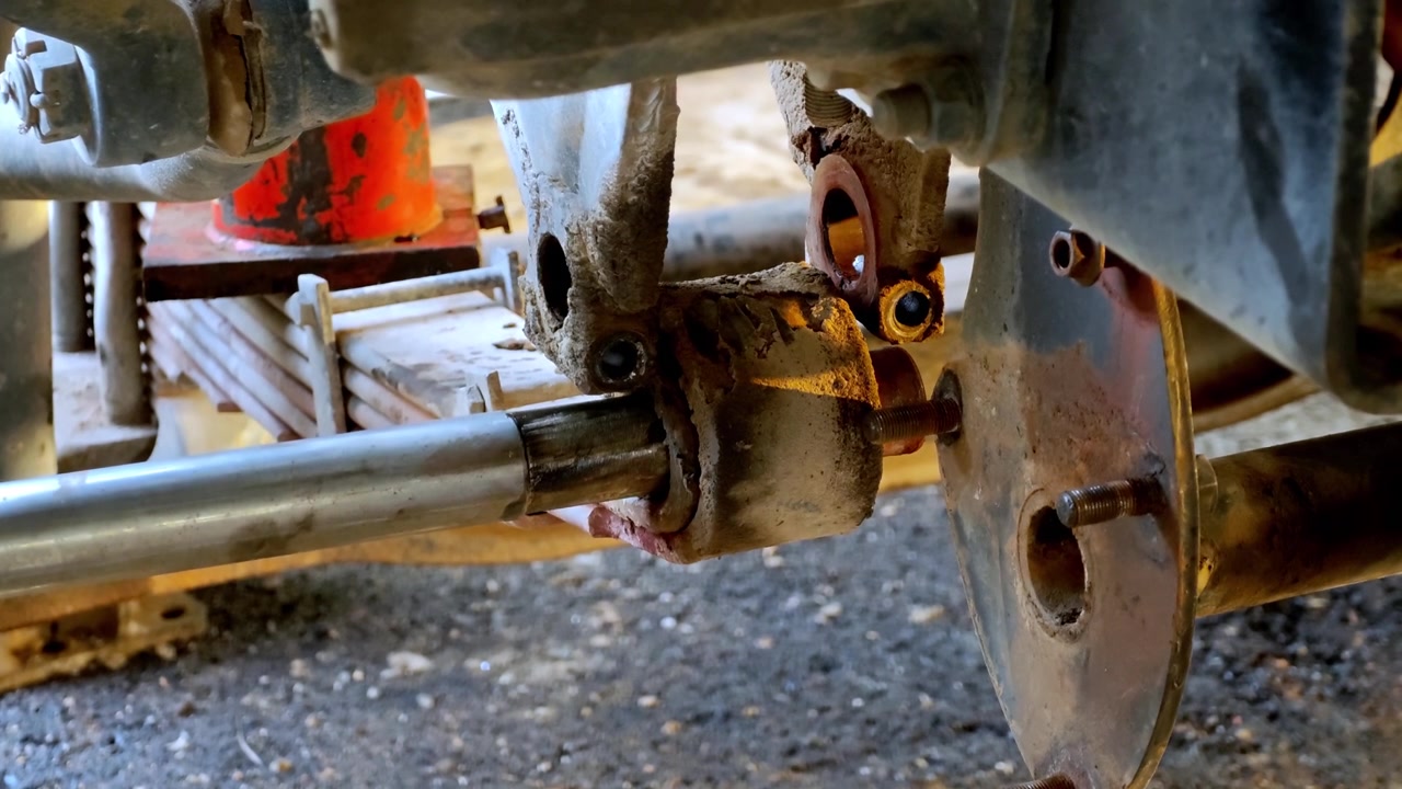 Detailed view of truck maintenance tools and equipment showcasing the inner workings of a vehicle.