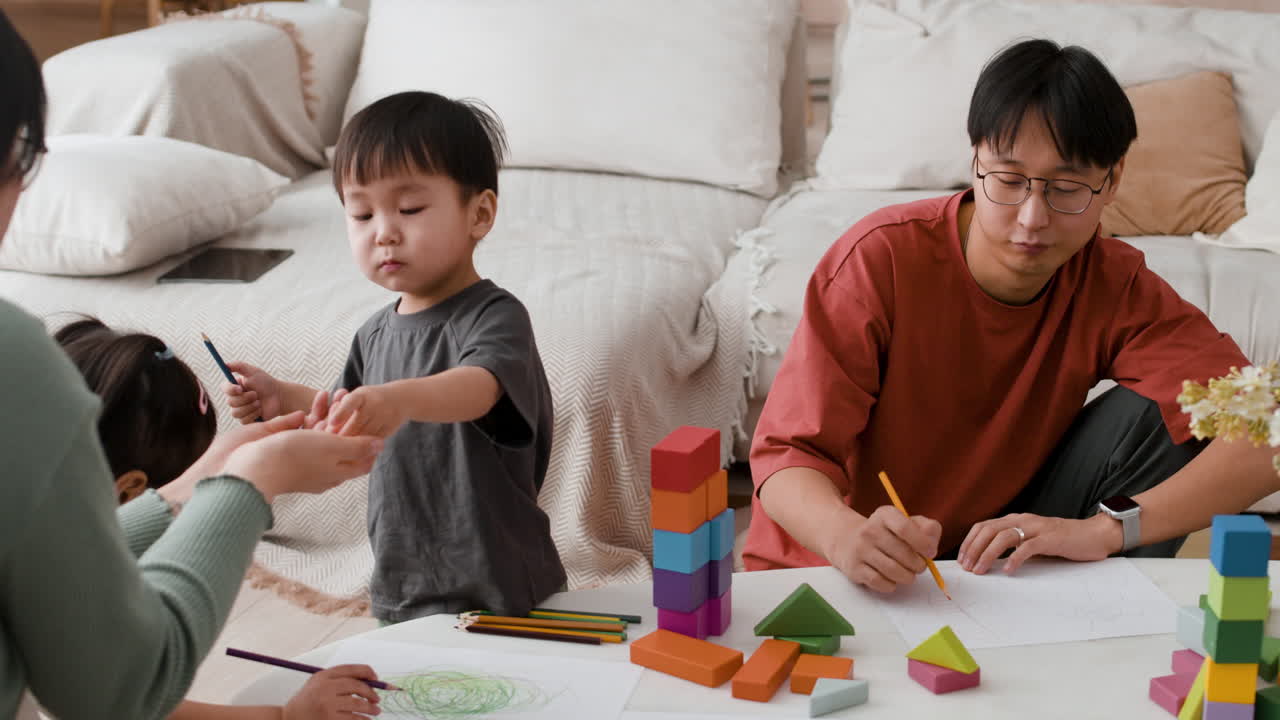 Family enjoying playtime at home