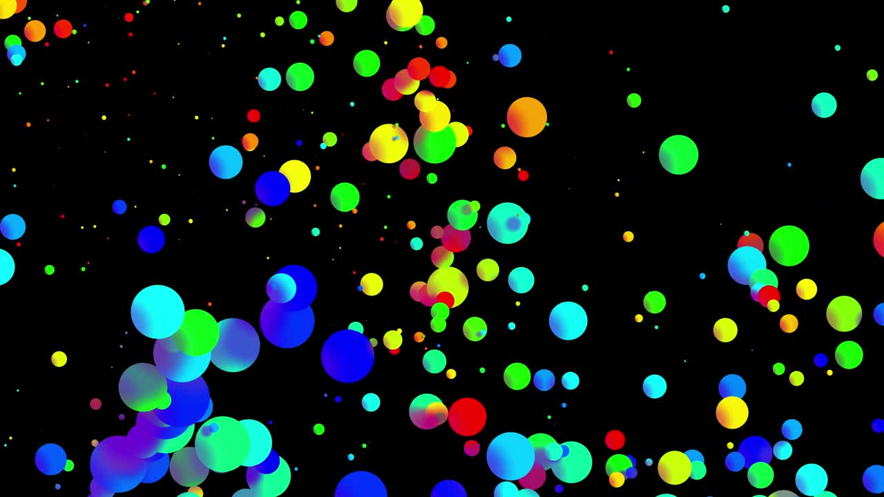 4k 루프 추상적인 배경과 아름다운 다채로운 공, 페인트 거품 또는 염료 물방울 같은 평평한 스타일의 물에, 알파 채널로 루마 매트와 함께 3d.