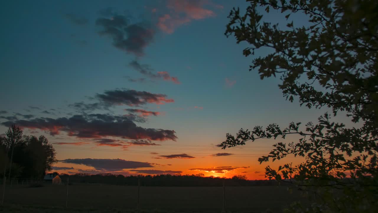 Beautiful sunset static time lapse. Sun going down