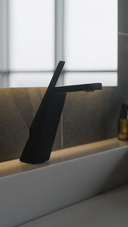 modern black faucet in a contemporary bathroom