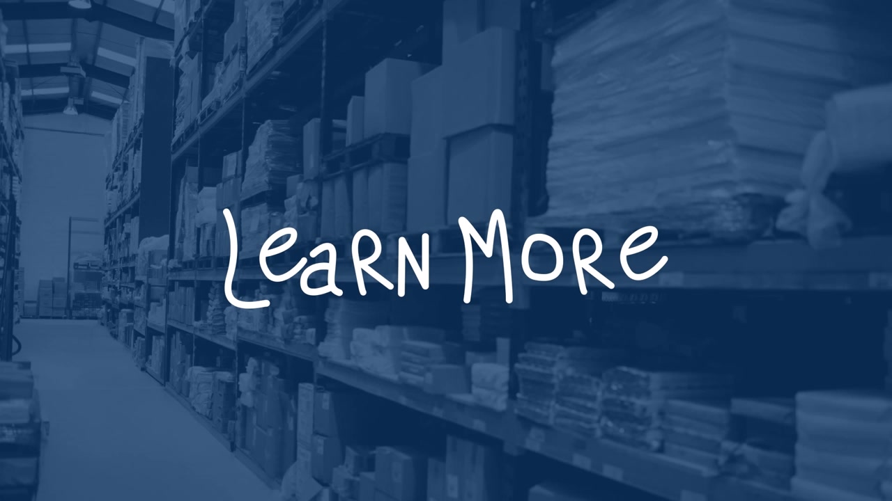 Learn More Text Overlay on Warehouse Background