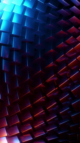 animation of random rotating metal cubes. vertical looped video