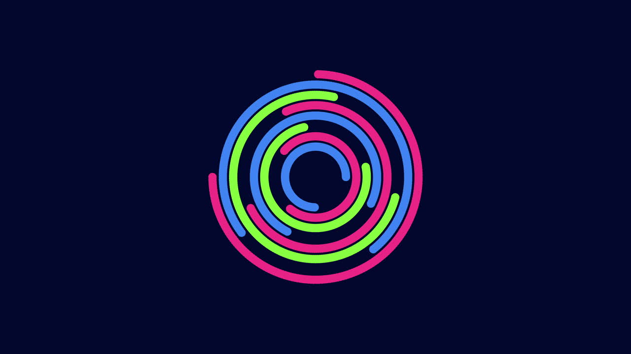 Spiraling colorful lines in a circular design