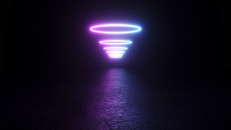 Purple-neon-rings-of-light-suspended-above-the-asphalt