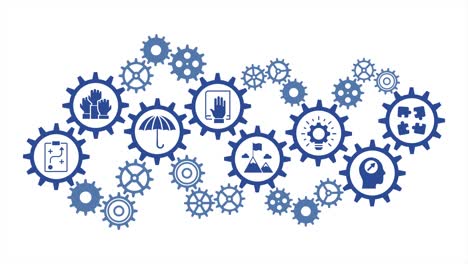 core values icons. motion graphics. gear mechanism. spinning gears.