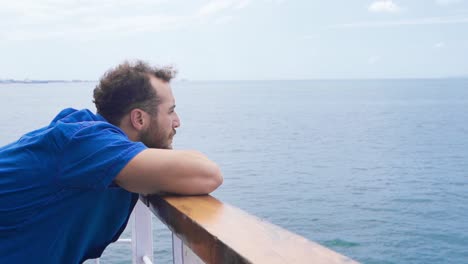 thoughtful man on sea voyage.