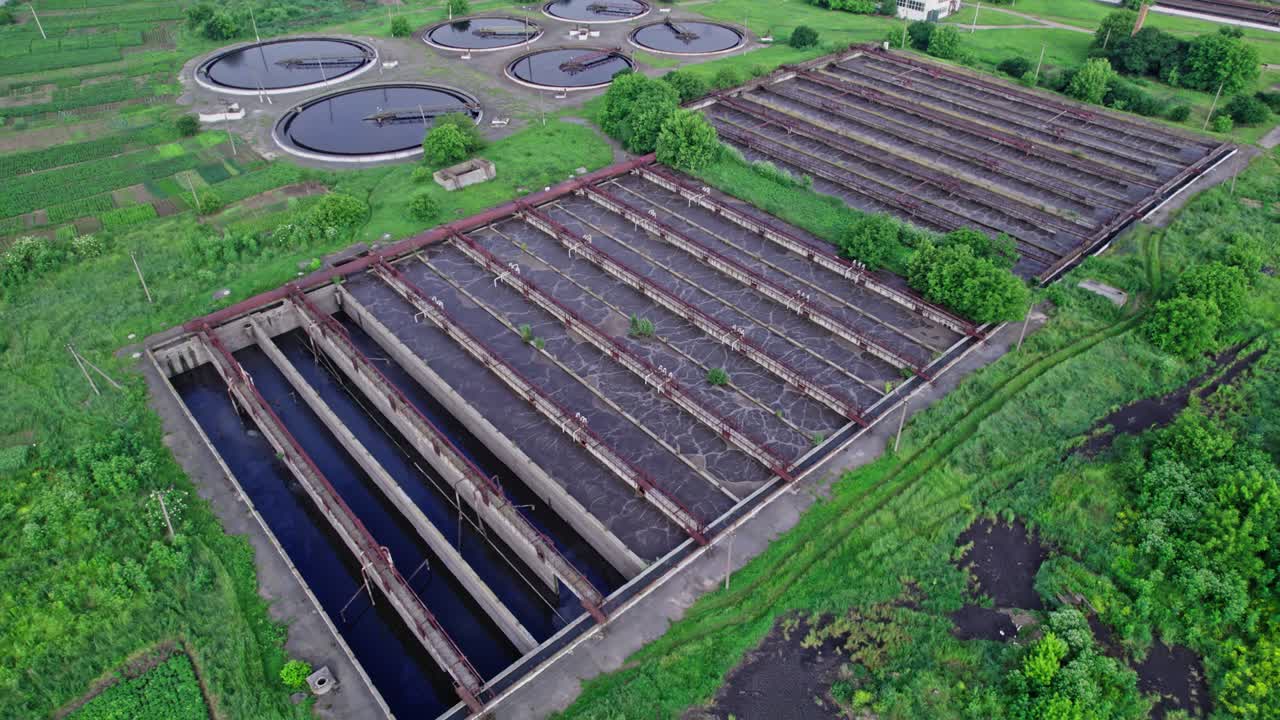 Vista aérea de la planta de tratamiento de aguas residuales