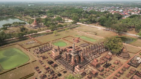 aerial view of sukhothai historical park, thailand