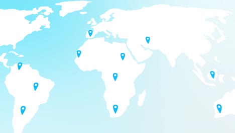 Animation-Einer-Weltkarte-Mit-Standortmarkierungen-Auf-Blauem-Hintergrund