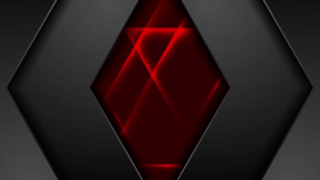 black and red glowing neon hexagonal motion background