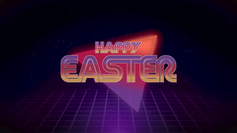happy easter with gradient triangle and purple grid in galaxy
