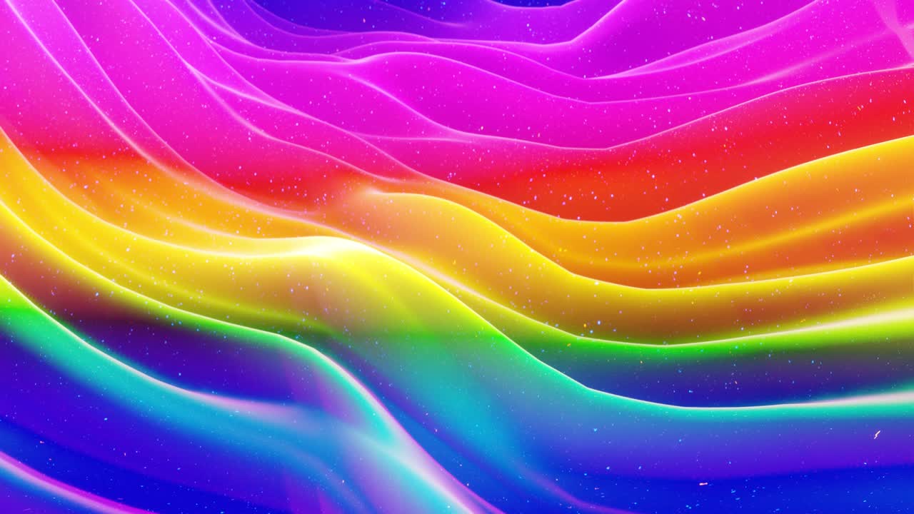 스트루드 또는 디스플레이스 파동으로 아름다운 추상적인 3d 표면은 루프로 변환됩니다. 무지개 그라디언트: 달함이나 마말라드와 같은 부드러운 매트 재료, 가운 내부 빛, 모핑 표면에서 반이는.