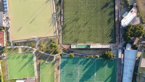 moving aerial view of the soccer sports club fields