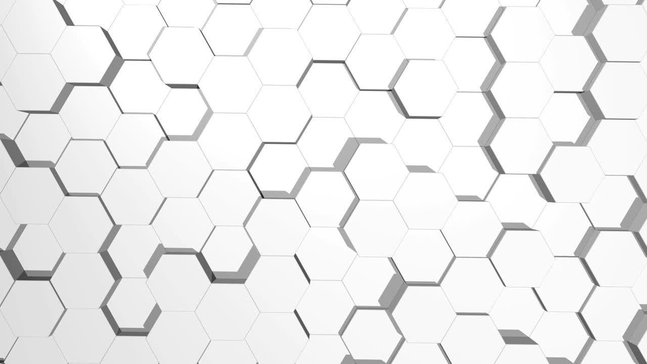 Abstract hexagonal white background. Seamless loop sequences.