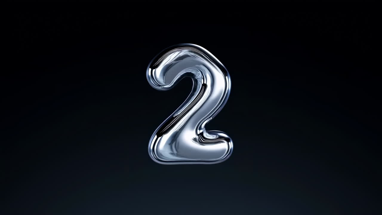 Shiny Silver Metallic Countdown from Three to One