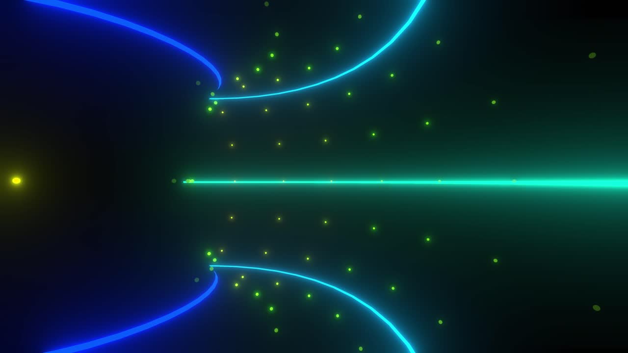 Neon Tunnel with Glowing Particles