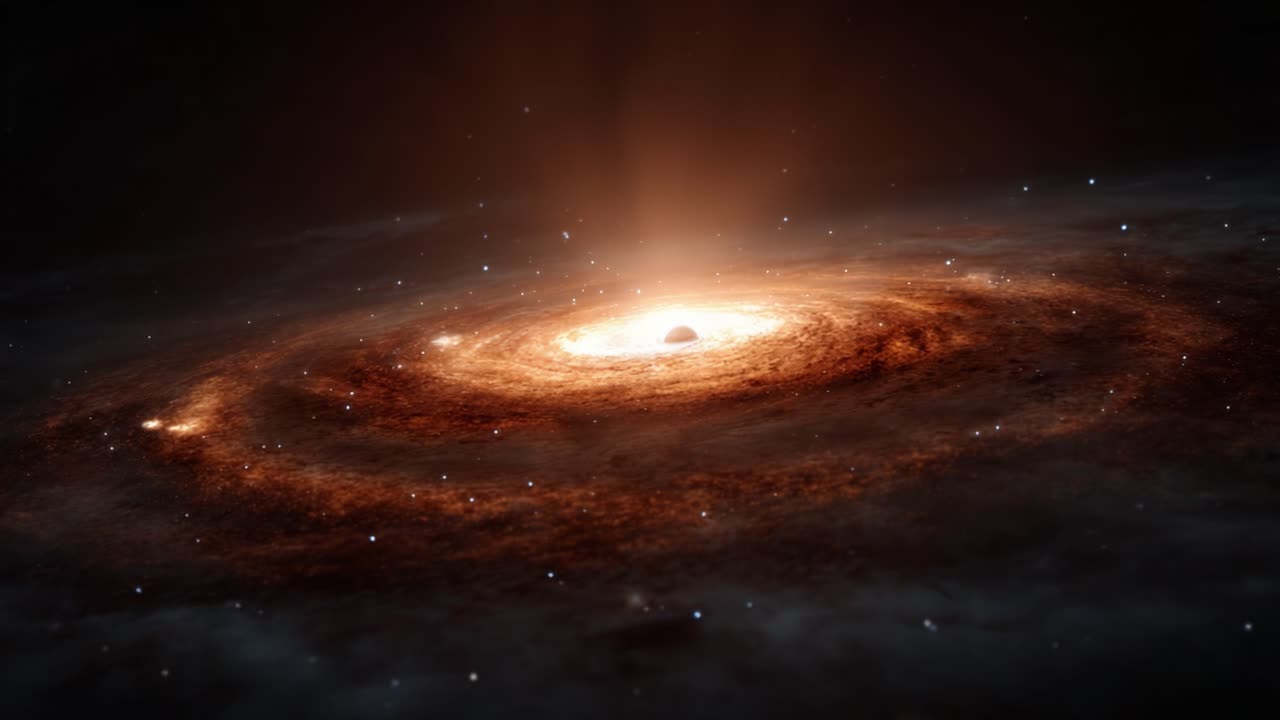 A Stunning Cosmic View: An Ethereal Glimpse of a Spiraling Galaxy with Radiant Light Emitting from its Center and a Dazzling Sea of Stars Surrounding it