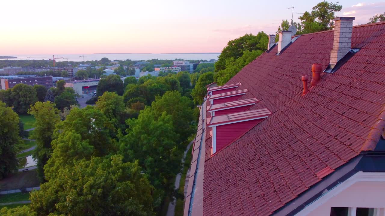 Aerial View of Tallinn City at Sunset