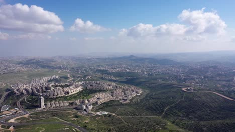 jerusalem and betlehem city wide aerial flight view