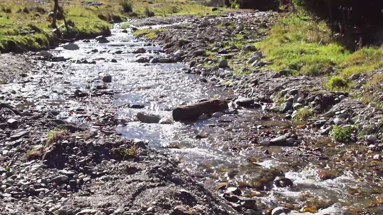 un río que fluye entre prados con piedras durante el verano en las montañas de piatra craiului, condado de brasov, rumania, toma estática