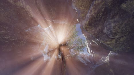 sun light inside mysterious cave