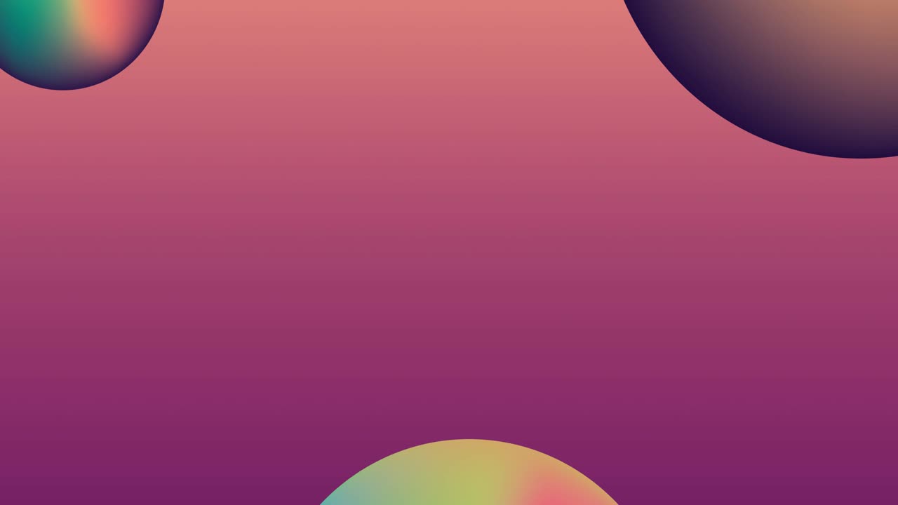 animación de esferas metálicas multicolores sobre un fondo de color rosa a púrpura