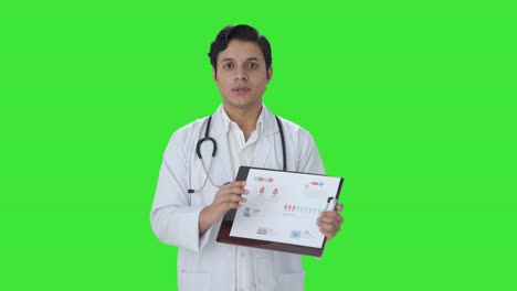 indian doctor explaining medical reports green screen