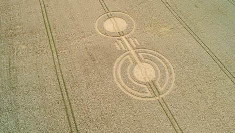 mysterious sydmonton symmetrical wheat field farmland crop circles art aerial orbit left view