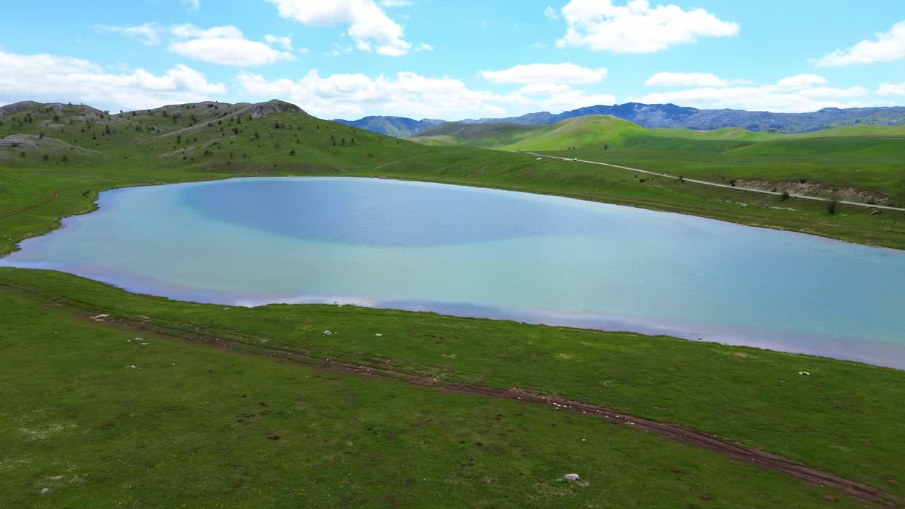 Vrazje jezero glacial lake in Durmitor National Park on Jezerska plateau, Aerial, Panorama